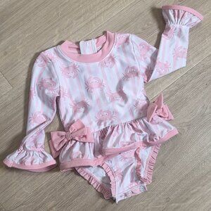 Lt Pink and White Baby Swimsuit